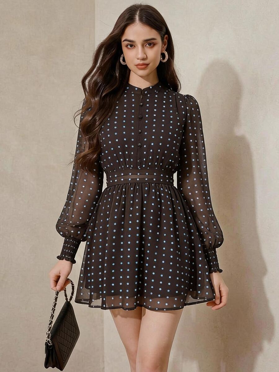 BELROSIE Women's Full Printed Lantern Sleeve Dress Vacation Outfits Woman 
