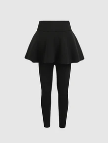 SHEIN 女童秋冬可愛蝴蝶結印花黑色加厚內搭褲，百搭休閒內搭褲裙，適合秋冬季節、戶外運動、學校、日常休閒穿著、秋季服飾、聖誕節、冬季服飾 - 黑色 - 查看 2