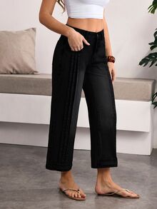 Breezaya Women's Straight Leg Loose Casual Versatile Denim Jeans With Pockets - Black - View 5
