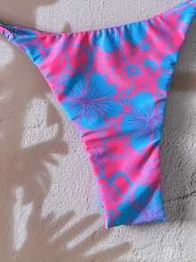 SHEIN Swim 2件組女款隨機碎花印花細肩帶性感比基尼泳衣套裝，夏季 - 彩色 - 查看 7