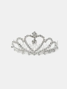 Aravennia 1pc Silver Rhinestone Heart-Shaped Crown Hair Comb, Versatile Alloy Hair Accessory For Bridal Gown - Silver - View 2