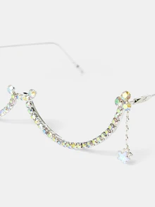 Aravennia 1pc Rhinestone Half-Rim Star Pendant Eyeglasses Frame, Fashionable Artistic Office, Daily, Party Wear For Women - Multicolor - View 10