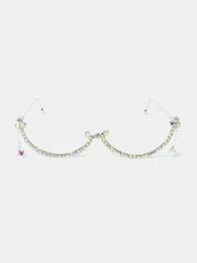 Aravennia 1pc Rhinestone Half-Rim Star Pendant Eyeglasses Frame, Fashionable Artistic Office, Daily, Party Wear For Women - Multicolor - View 4