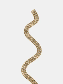 Aravennia 1 Pair European & American Fashion Luxury Snake-Shaped Full Rhinestone Tassel Earrings - Gold - View 6