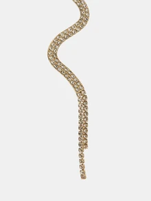 Aravennia 1 Pair European & American Fashion Luxury Snake-Shaped Full Rhinestone Tassel Earrings - Gold - View 4
