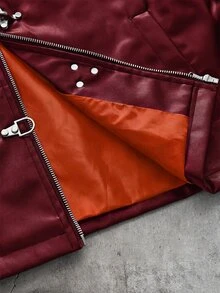 AXEPEAK Men's Lapel Collar Long Sleeve Jacket With Snap Button Placket, Style - Burgundy - View 5