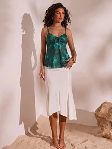 Opulessa Women's Tie-Dye Front Lace-Up Fashion Camisole - Green - View 7