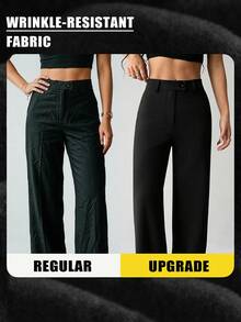SHEIN Tall Women's Solid Color Casual Versatile Daily Wear Suit Pants - Black - View 2