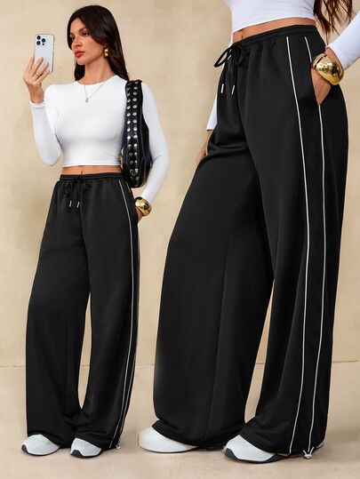 SHEIN Tall Summer Sport Casual Logo Pattern Baggy Sweatpants