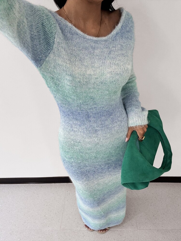 Glamine Charm Women's Gradient Ombre Fuzzy Knit Dress - Multicolor - View 4