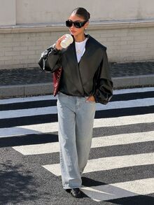 Muchica Women's Autumn Fashion Commuter Jacket Night Out Black Minimalist Simple Autumn Clothes For Women - Black - View 5
