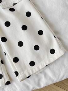 Baby Girl Polka Dot Apricot Denim Loose Long Pants - Apricot - View 3