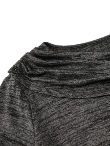 Lacomfia Women's Plus Size Long Sleeve Colorblock Asymmetrical Hem Ruched Neck T-Shirt, Versatile Warm Casual Home Daily Wear For Autumn/Winter - Multicolor - View 5