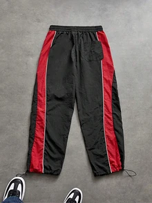 Sport MetroGents Men's Spider Pattern Print Striped Drawstring Waist Sports Long Pants, Gym - Multicolor - View 2