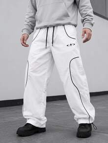 Sport MetroGents Men's Striped Colorblock Drawstring Waist Pocket Sports Long Pants, Gym - Multicolor - View 1