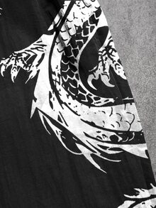 Sport MetroGents Men's Japanese Dragon Print Drawstring Waist Pocket Loose Fit Sweatpants Sweat Pants - Black - View 4