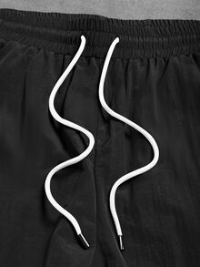 Sport MetroGents Men's Japanese Dragon Print Drawstring Waist Pocket Loose Fit Sweatpants Sweat Pants - Black - View 3