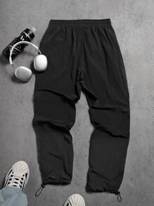 Sport MetroGents Men's Japanese Dragon Print Drawstring Waist Pocket Loose Fit Sweatpants Sweat Pants - Black - View 2