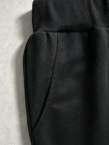 GymRaken Men's Letter Print Drawstring Waist Sports Long Pants, Gym - Black - View 3