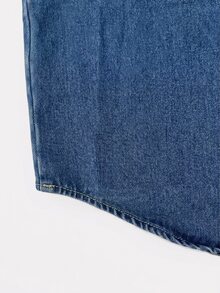 LUMIGAL Plus Size Women's Collared Casual Daily Summer Denim Dress - Medium Wash - View 4