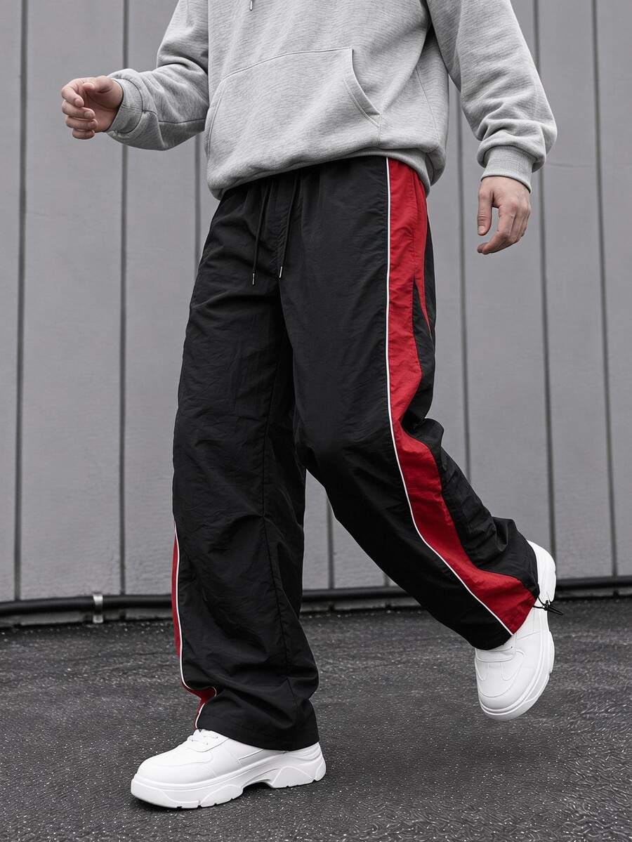 GymRaken Boyfriend Style Men's Contrast Color Drawstring Waist Casual Workout Sweatpants, Gym - Multicolor - View 1