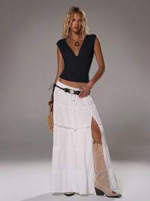 TRNVIE Women Deep V Neck Fitted Casual Tank Top, Spring/Summer - Black - View 5