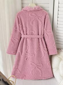SHEIN 兒童青少年女孩軟心刺繡純色粉紅色，適合青少年女孩，秋冬季青少年女孩 - 粉色 - 查看 8