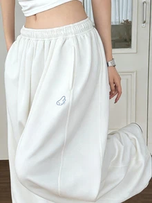 DAZY American Style Women Casual Wide Leg Sweatpants - White - View 6