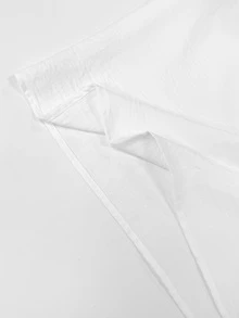 SHEIN Holidaya Women's Casual Elegant Commute Linen V-Neck Hollow Lace White Long Sleeve Blouse, Office Autumn - White - View 12