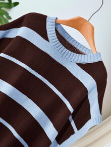 SHEIN CURVE+ 大尺碼秋冬保暖休閒 1960s 90s 針織上衣背心 2026 22W 校園學院風 棕色 - 彩色 - 查看 3