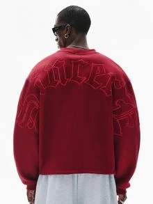 STYNVO Men's Letter Print Casual Streetwear Everyday College Graduation Long Sleeve Sweatshirt Date Night Boxing Dark Red Autumn - Red - View 1