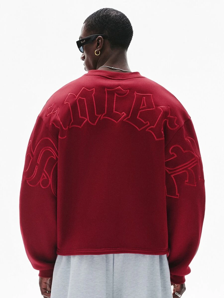 STYNVO Men's Letter Print Casual Streetwear Everyday College Graduation Long Sleeve Sweatshirt Date Night Boxing Dark Red Autumn - Red - View 1