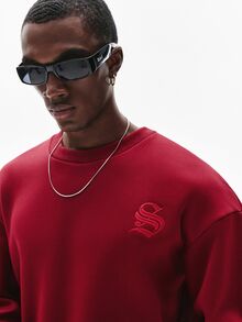 STYNVO Men's Letter Print Casual Streetwear Everyday College Graduation Long Sleeve Sweatshirt Date Night Boxing Dark Red Autumn - Red - View 5