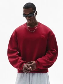 STYNVO Men's Letter Print Casual Streetwear Everyday College Graduation Long Sleeve Sweatshirt Date Night Boxing Dark Red Autumn - Red - View 2