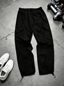 GymRaken Men's Flame Print Drawstring Waist Loose Fit Sweatpants, Gym - Black - View 2