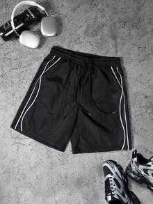 Sport MetroGents Men's Contrast Color Stripe Sports Shorts, Gym - Black - View 3