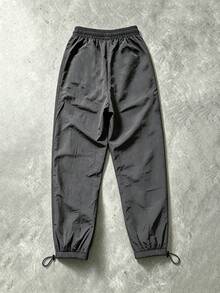 Sport MetroGents Men's Letter Print Drawstring Waist Sports Pants, Gym - Black - View 2