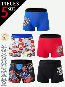 SHEIN 5pcs Boys All Season Cotton Comfortable Cute Colorful Multi-Pattern Game Console & Game Controller Print Boxer Briefs Autumn Winter - Multicolor - View 8