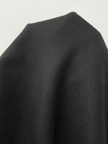 SHEIN CURVE+ Plus Size Solid Color Short Wool Jacket, Autumn/Winter Fall - Black - View 10