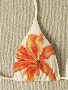 SHEIN Swim Top de Maiô Bikini Sexy para Mulheres com Estampa Floral de Férias de Primavera - Multicolorido - Visão 5