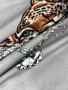 Resyla [Printed Design] Women's Round Neck Faux Pearl Decor Leopard Print Casual Versatile Daily Wear T-Shirt - Multicolor - View 5