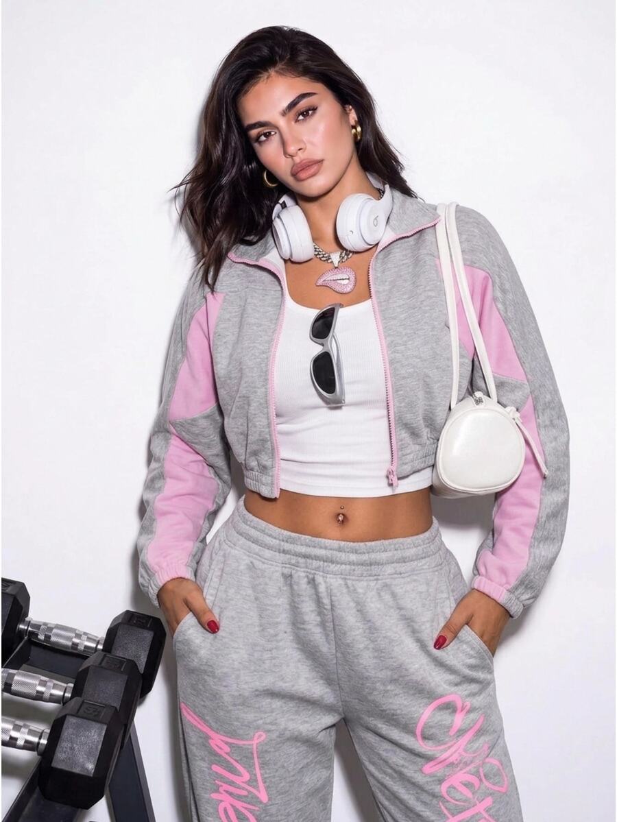 Slayform Slayform Women's Colorblock Zipper Casual Daily Travel Sports Long Sleeve Sweatshirt Fall Winter 2026 Women's Sportswear Work Outfits For Women