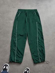 Sport MetroGents Men's Contrast Trim Drawstring Waist Athletic Sweatpants Fall Breathable Sweat Pants, Gym - Dark Green - View 2