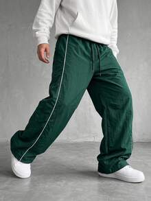 Sport MetroGents Men's Contrast Trim Drawstring Waist Athletic Sweatpants Fall Breathable Sweat Pants, Gym - Dark Green - View 1