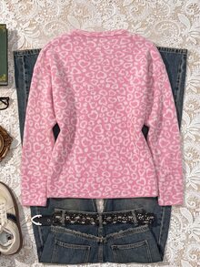 CovetEZ HELLO KITTY AND FRIENDS | SHEIN 女款復古豹紋針織衫，適合外出、街頭穿搭、機場穿搭 - 彩色 - 查看 2
