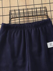 SHEIN Tween Boys' Casual Striped Drawstring Waist Sweatpants, Suitable For Leisure, Sports, And School Wear Fall Winter - Navy Blue - View 4