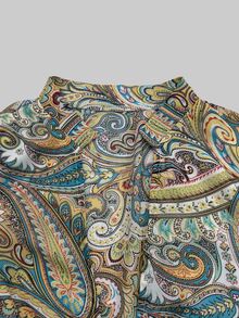 CHARMVALE Women's Fashion Elegant Metal Decor Paisley Print Dress - Green - View 7
