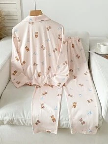 Tween Girl Printed Top And Pants Lounge Set - Baby Pink - View 2