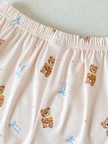 Tween Girl Printed Top And Pants Lounge Set - Baby Pink - View 6