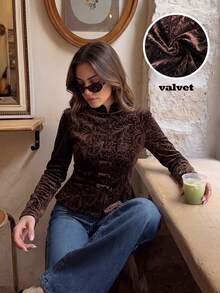 Serisse Women's All-Over Print Casual Versatile Daily Wear Jacket - Brown - View 1